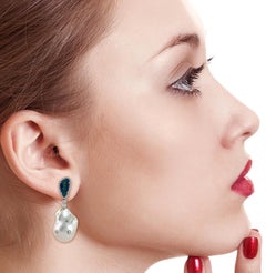 62.2 Carat Pearl Opal 14 Karat Gold Diamond Earrings