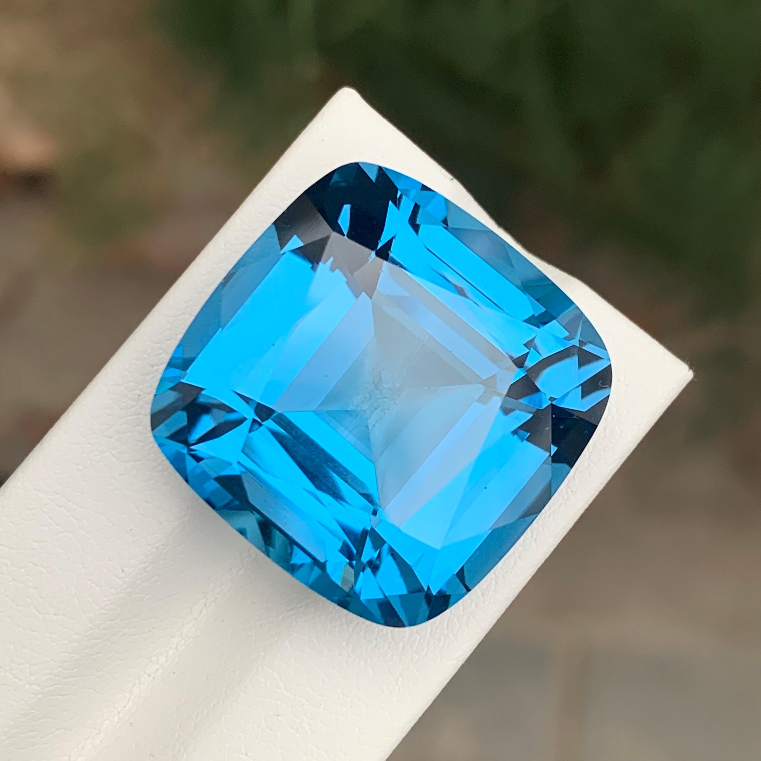 Arts and Crafts 62.25 Carat Brilliant Loose London Blue Topaz Square Shape Gemstone For Sale