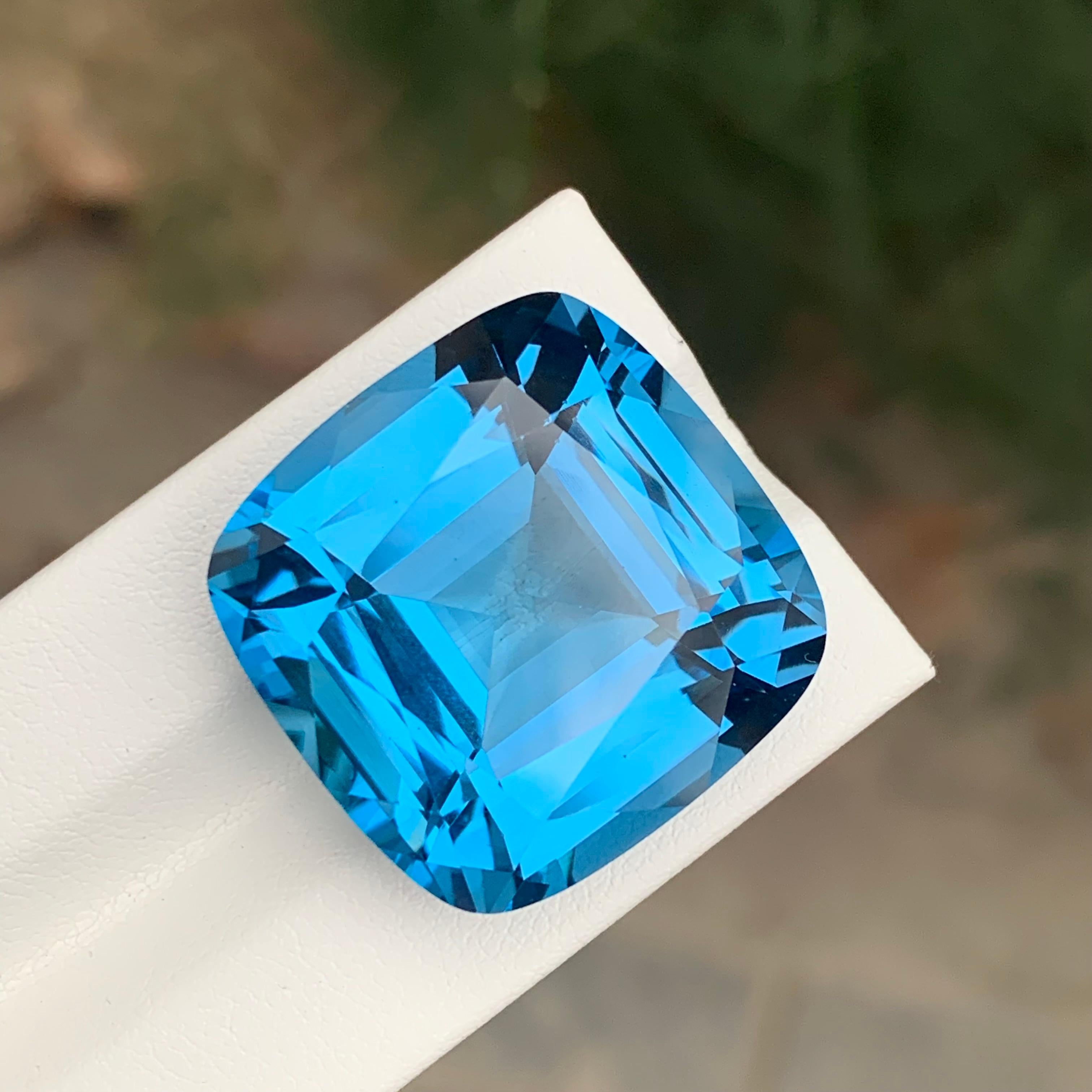 Square Cut 62.25 Carat Brilliant Loose London Blue Topaz Square Shape Gemstone For Sale