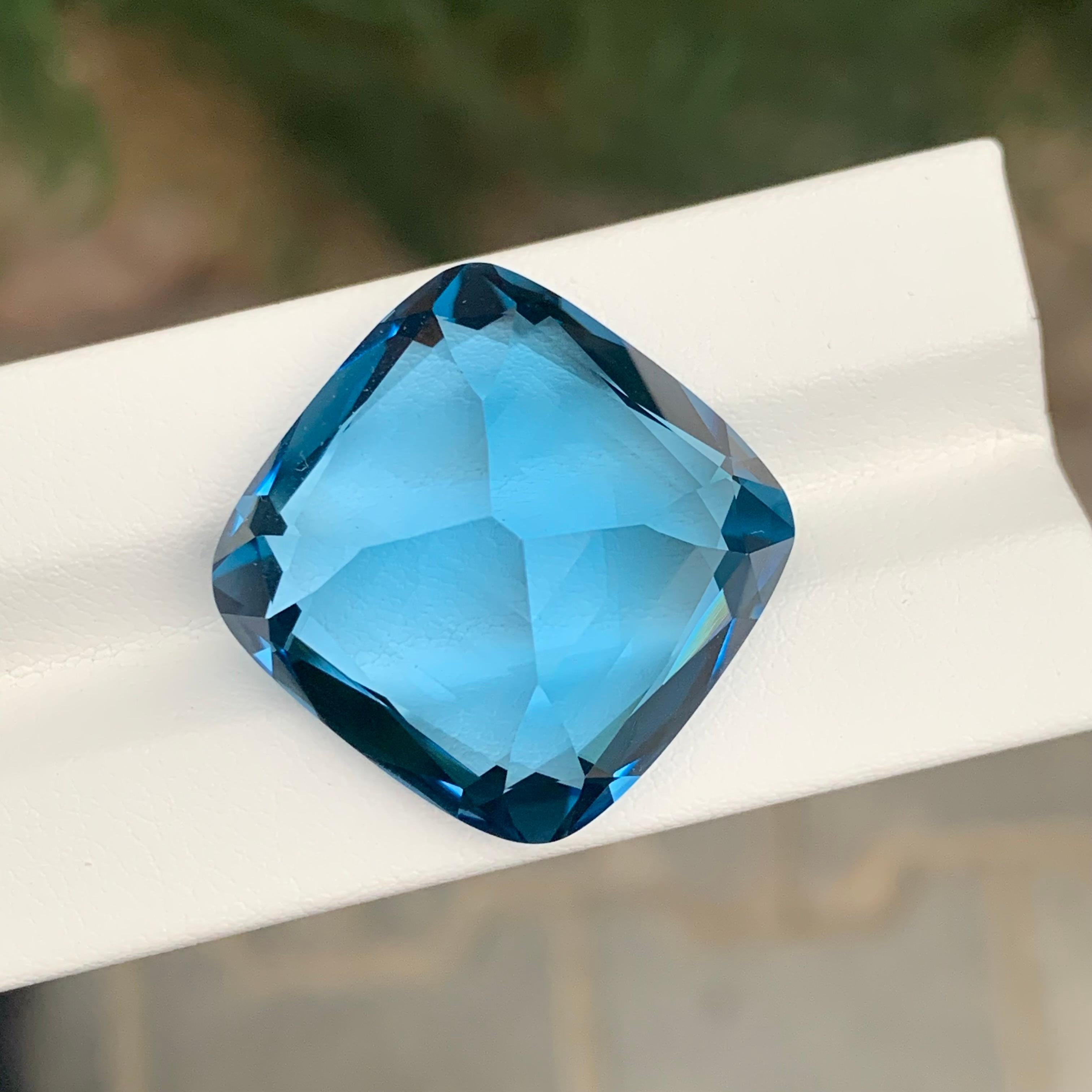 Women's or Men's 62.25 Carat Brilliant Loose London Blue Topaz Square Shape Gemstone For Sale