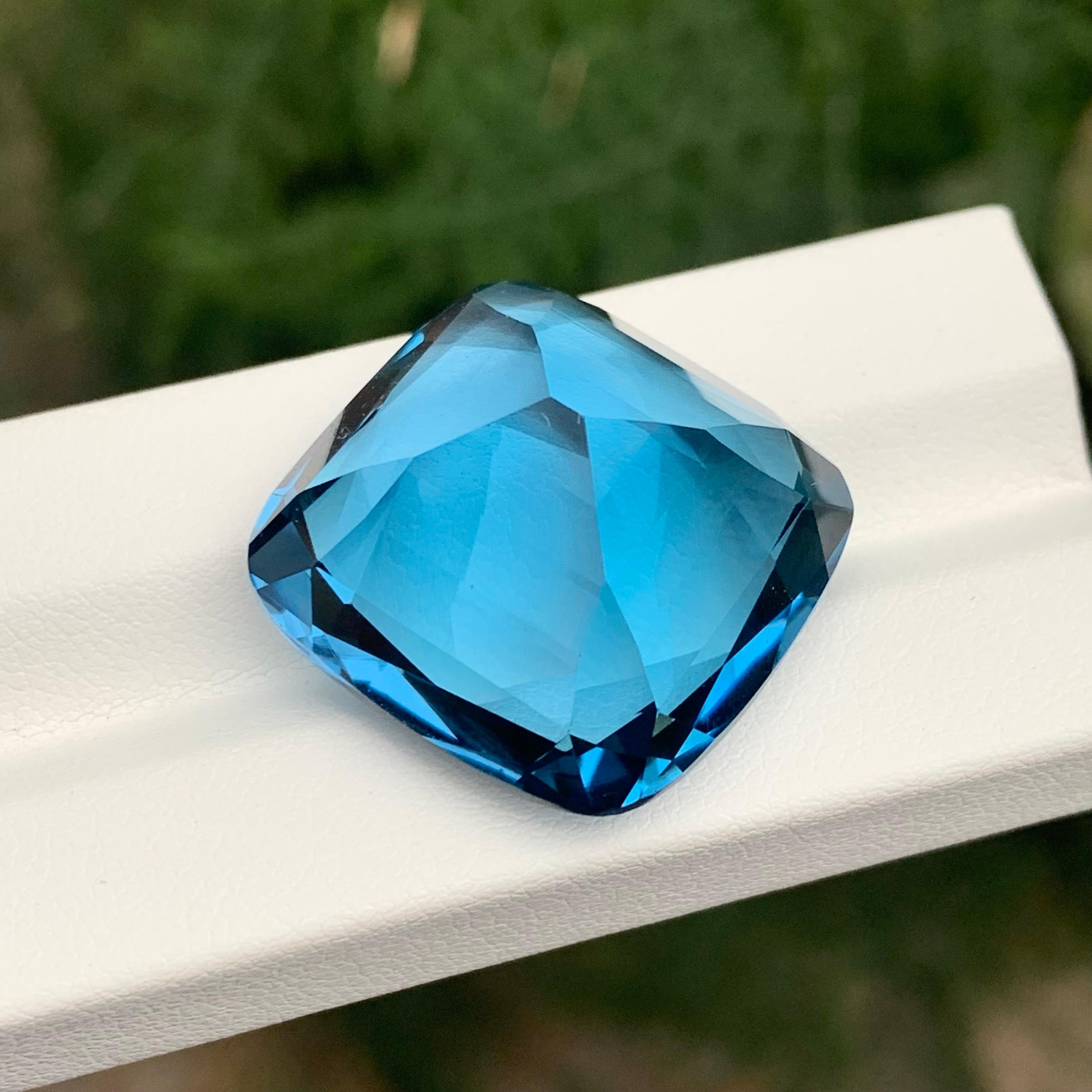 62.25 Carat Brilliant Loose London Blue Topaz Square Shape Gemstone For Sale 1