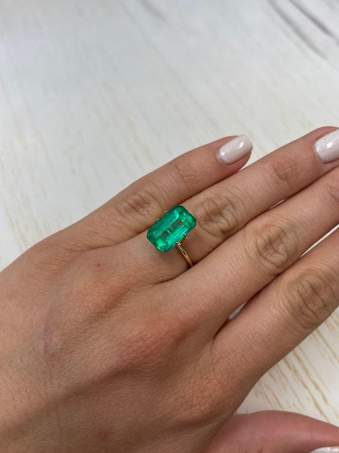 6,22 ct verde bluastro taglio smeraldo gemma colombiana 14x9 autentica pietra di nascita di maggio in vendita 2
