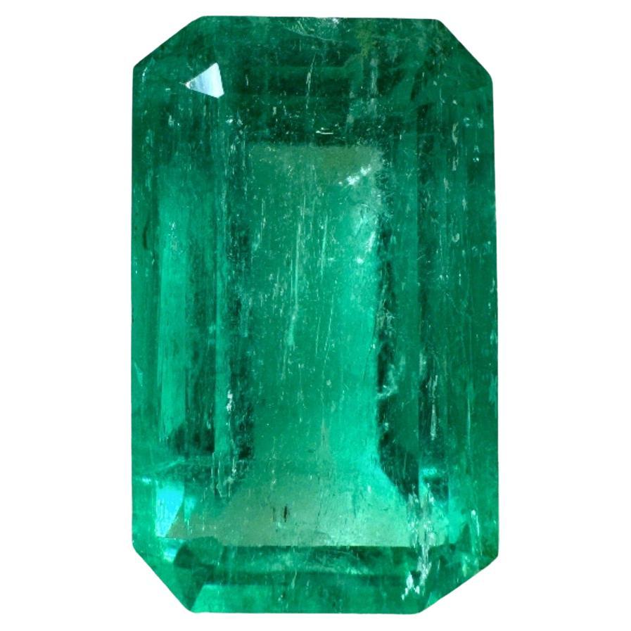 6.22ct Bluish Green Emerald Cut Colombian Gem 14x9 Genuine May Birthstone