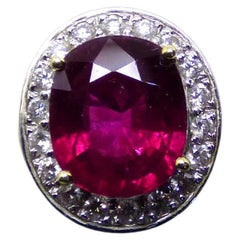 6.22ct Rubellite and Diamond Cluster Ring