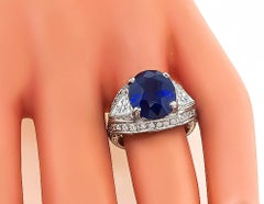 6.22 Carat Sapphire Diamond Engagement Ring
