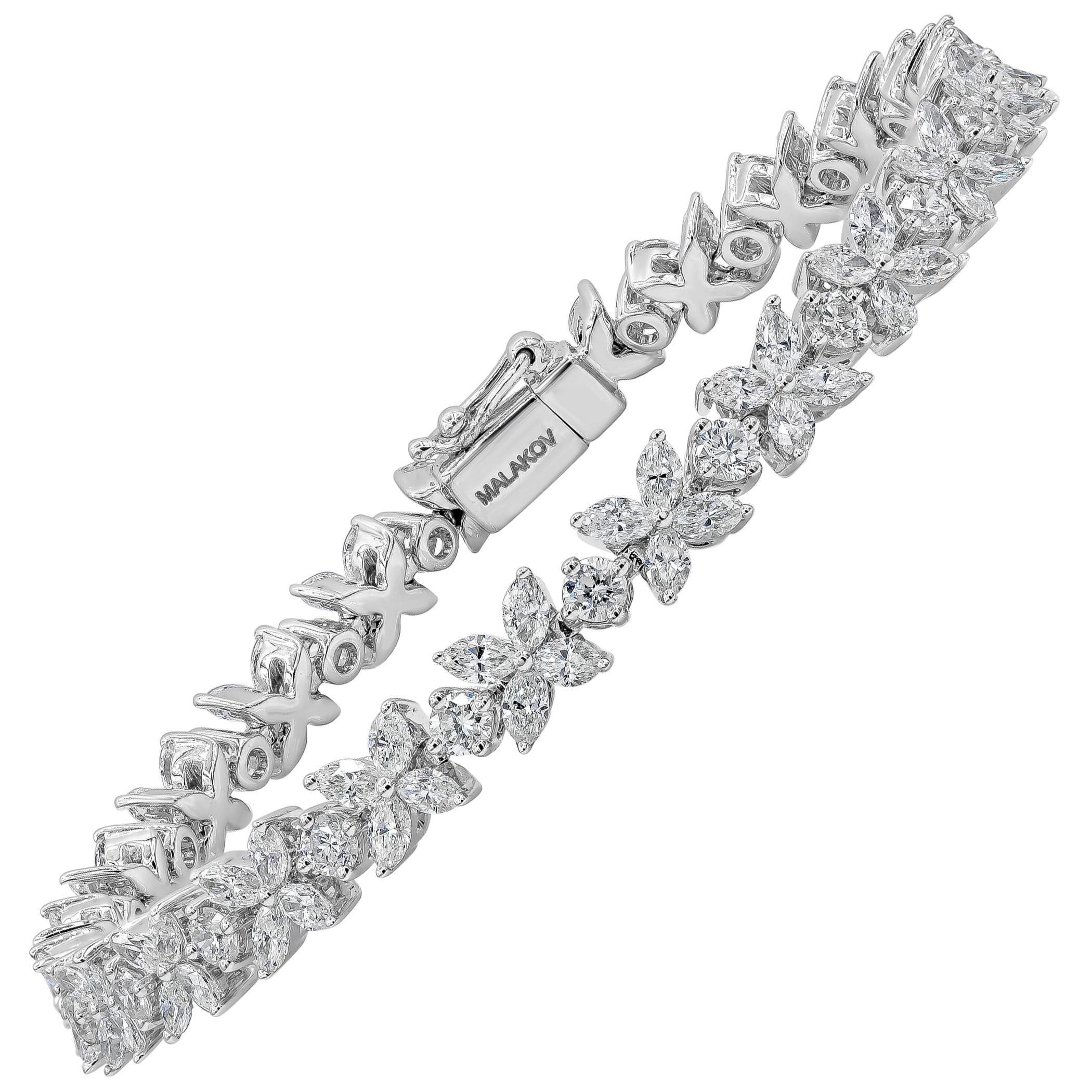 6.23 Carat Diamond Floral Motif White Gold Bracelet