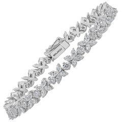 6.23 Carat Diamond Floral Motif White Gold Bracelet