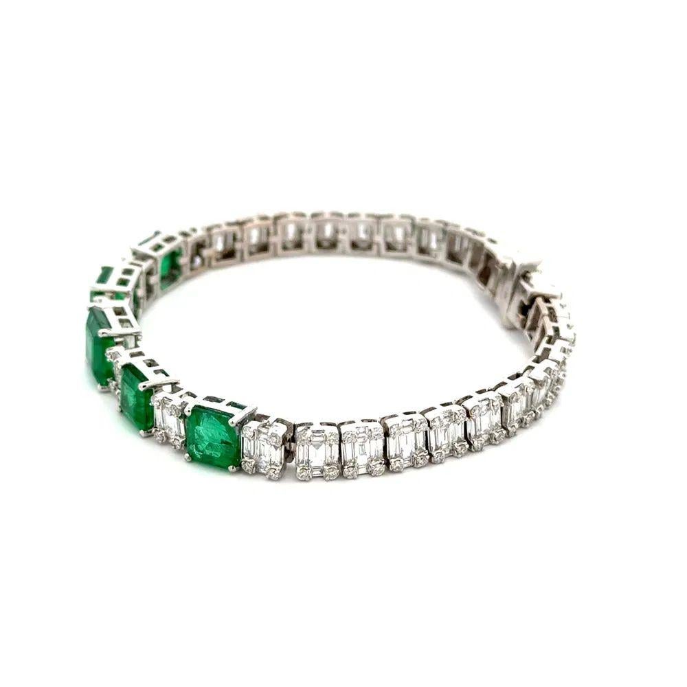 Women's 6.23 Carat Emerald GIA and Diamond Gold Statement Bracelet Fine Estate Jewelry For Sale