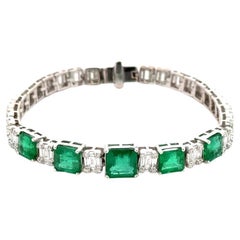 6.23 Carat Emerald GIA and Diamond Gold Statement Bracelet Fine Estate Jewelry