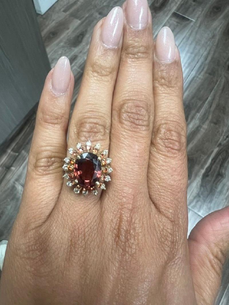 6.23 Quilates Turmalina Zafiro Diamante Oro Amarillo Anillo de Cóctel en venta 1