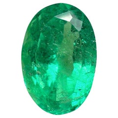 6.23 Carat Yellowish Green Colombian Emerald Oval Cut - May Birthstone Gem