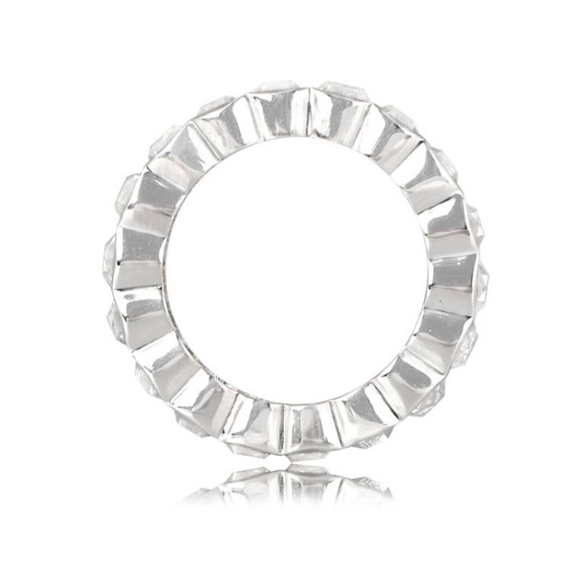 Women's 6.23ct Antique Cushion Cut Diamond Band Ring, G-H Color, Platinum For Sale