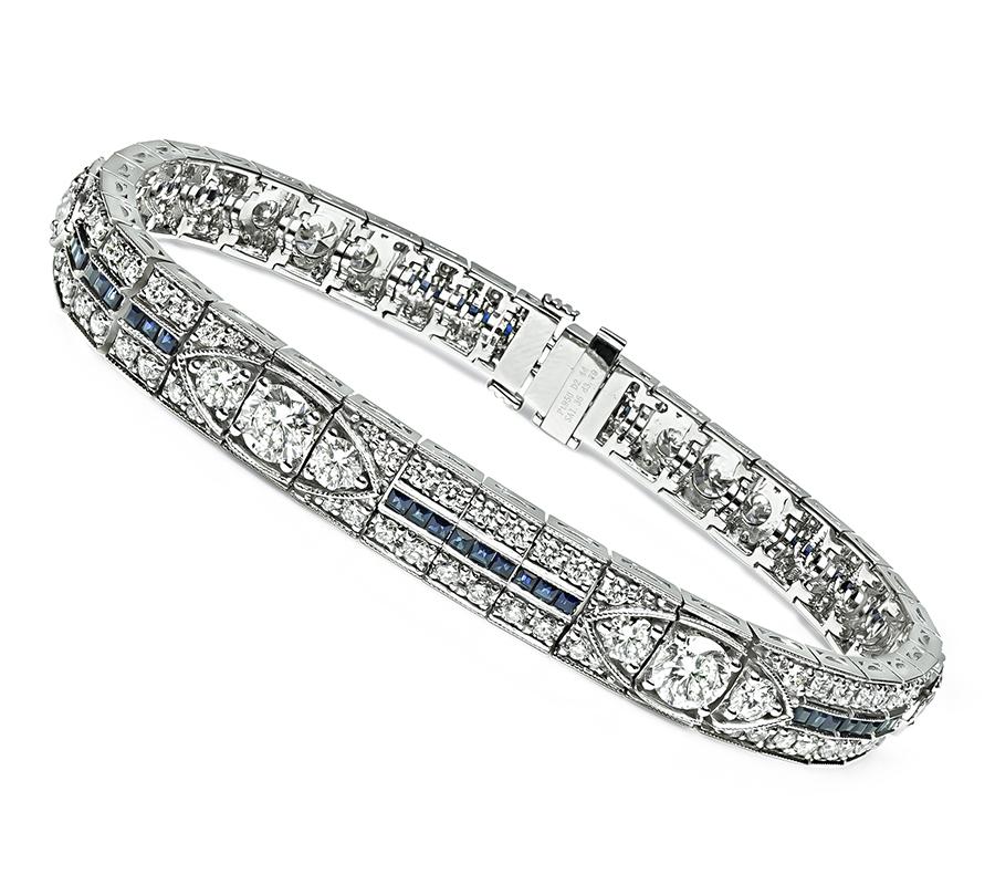 Bracelet 6,23 ct de diamant 1,36 ct de saphir