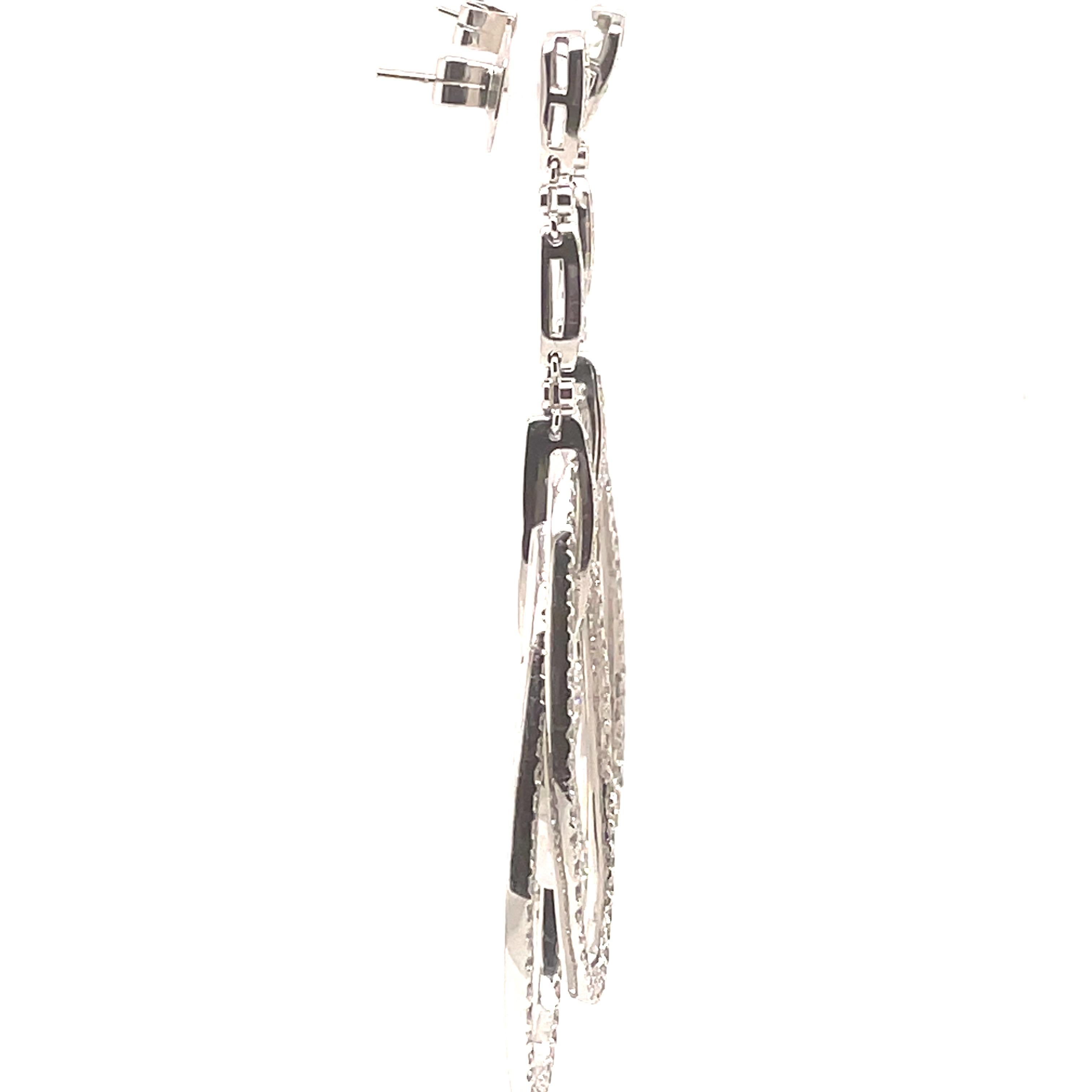 Contemporary 6.23ct Round Diamond Chandelier Earrings 18k White Gold For Sale