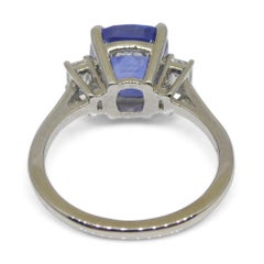 6.23ct Sapphire & Diamond Three Stone Ring Set in Platinum, GIA Certified