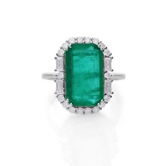 6.23Ct Sambia Smaragd Diamant Halo 14k Weißgold Cocktail Ring Alle Tarif bezahlt