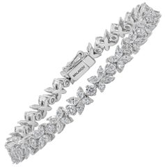 6.24 Carat Diamond Floral Motif White Gold Bracelet