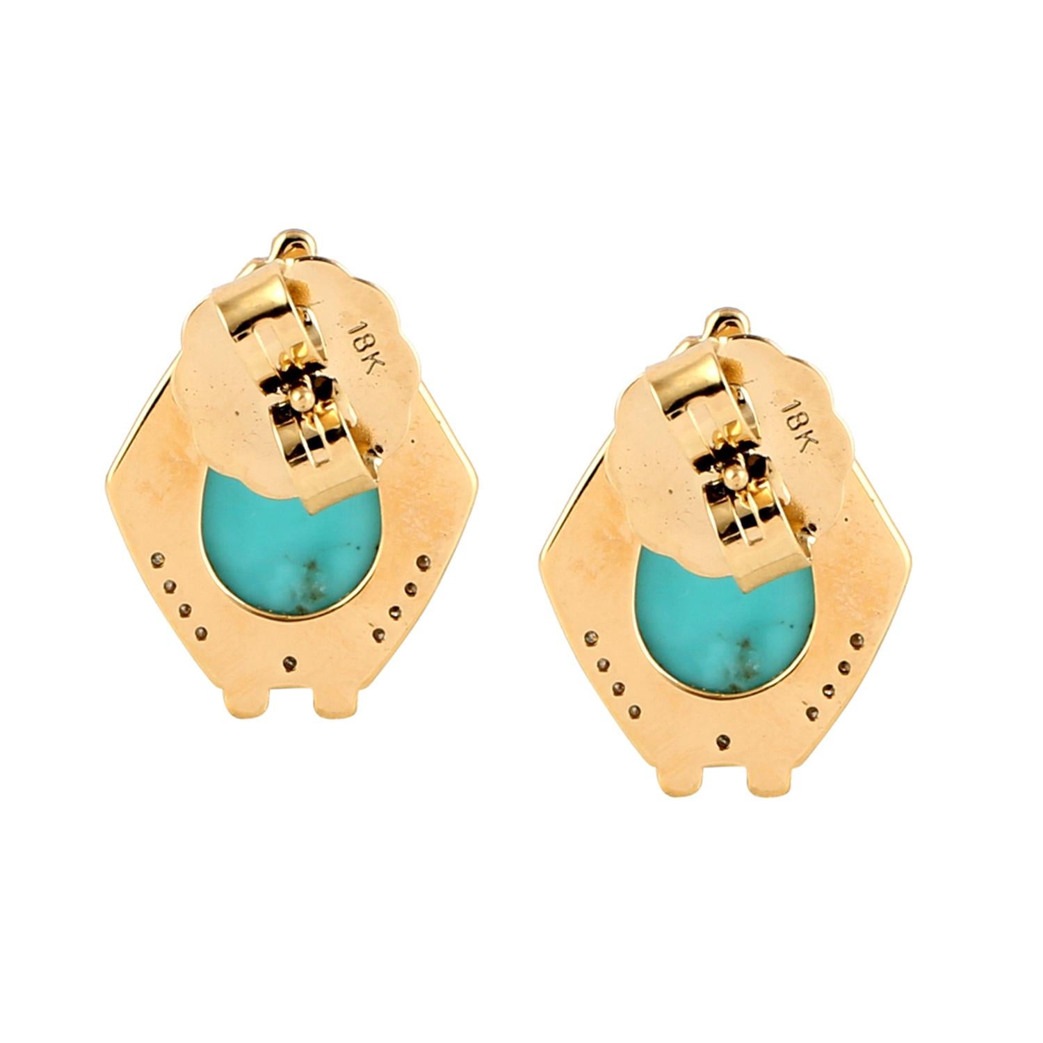 Handcrafted from 14-karat gold, these beautiful stud earrings are set with 6.24 carats turquoise, 
.22 carats of sparkling diamonds.

FOLLOW  MEGHNA JEWELS storefront to view the latest collection & exclusive pieces.  Meghna Jewels is proudly rated