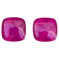 6.24 carats Reddish Pink Rubellite Sugar-Loaf Pair Cushion Cut from Afghanistan