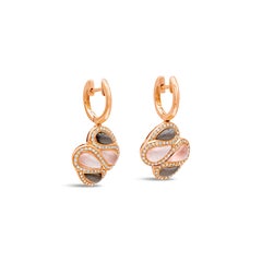 Roman Malakov 6.72 Carats Total Pear Shape Grey Moonstone & Rose Quartz Earrings