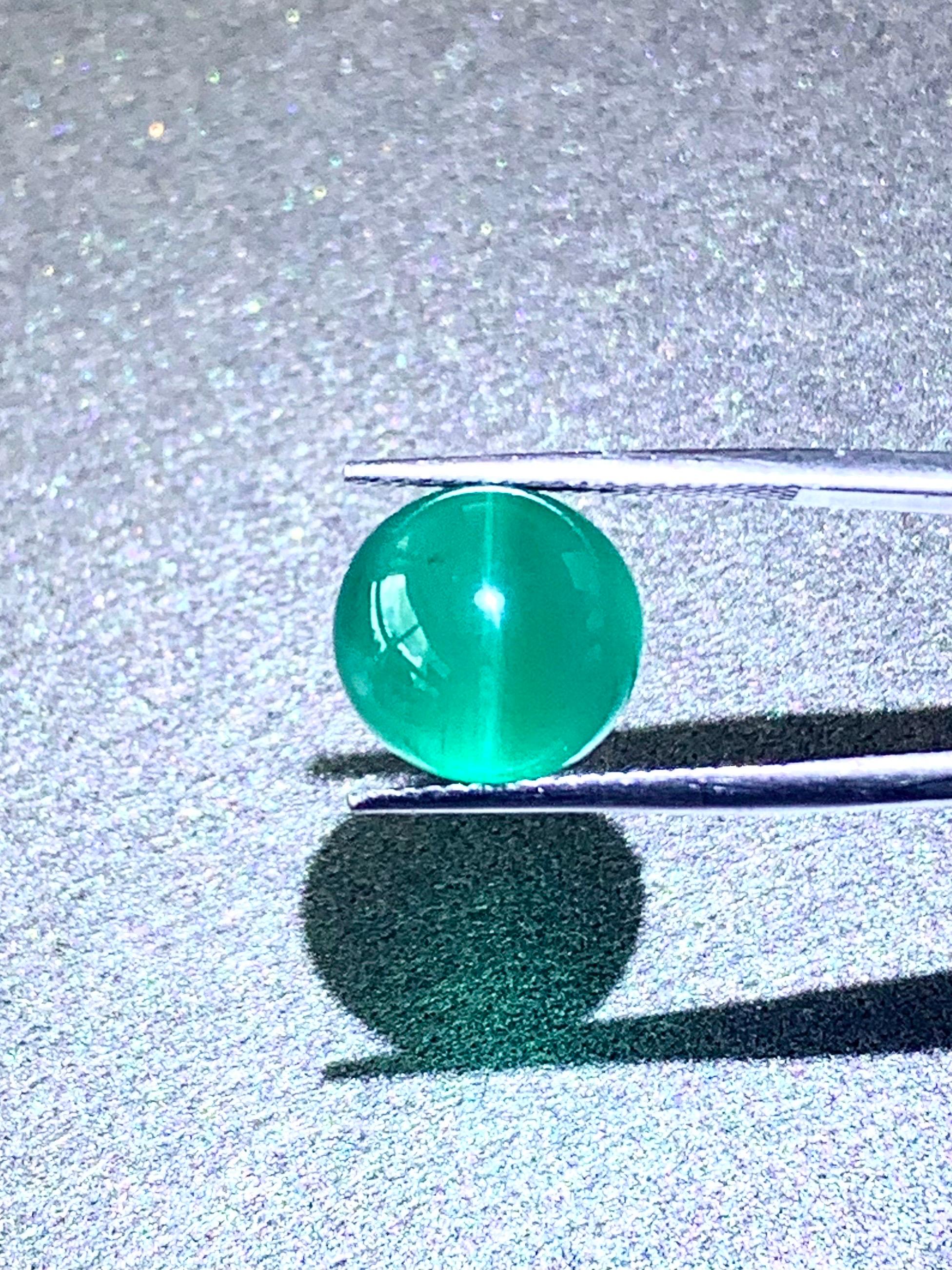 6,24 Karat GIA-Zertifikat Natürlicher Smaragd Cat'Eye Edelstein im Zustand „Neu“ im Angebot in bangkok, TH