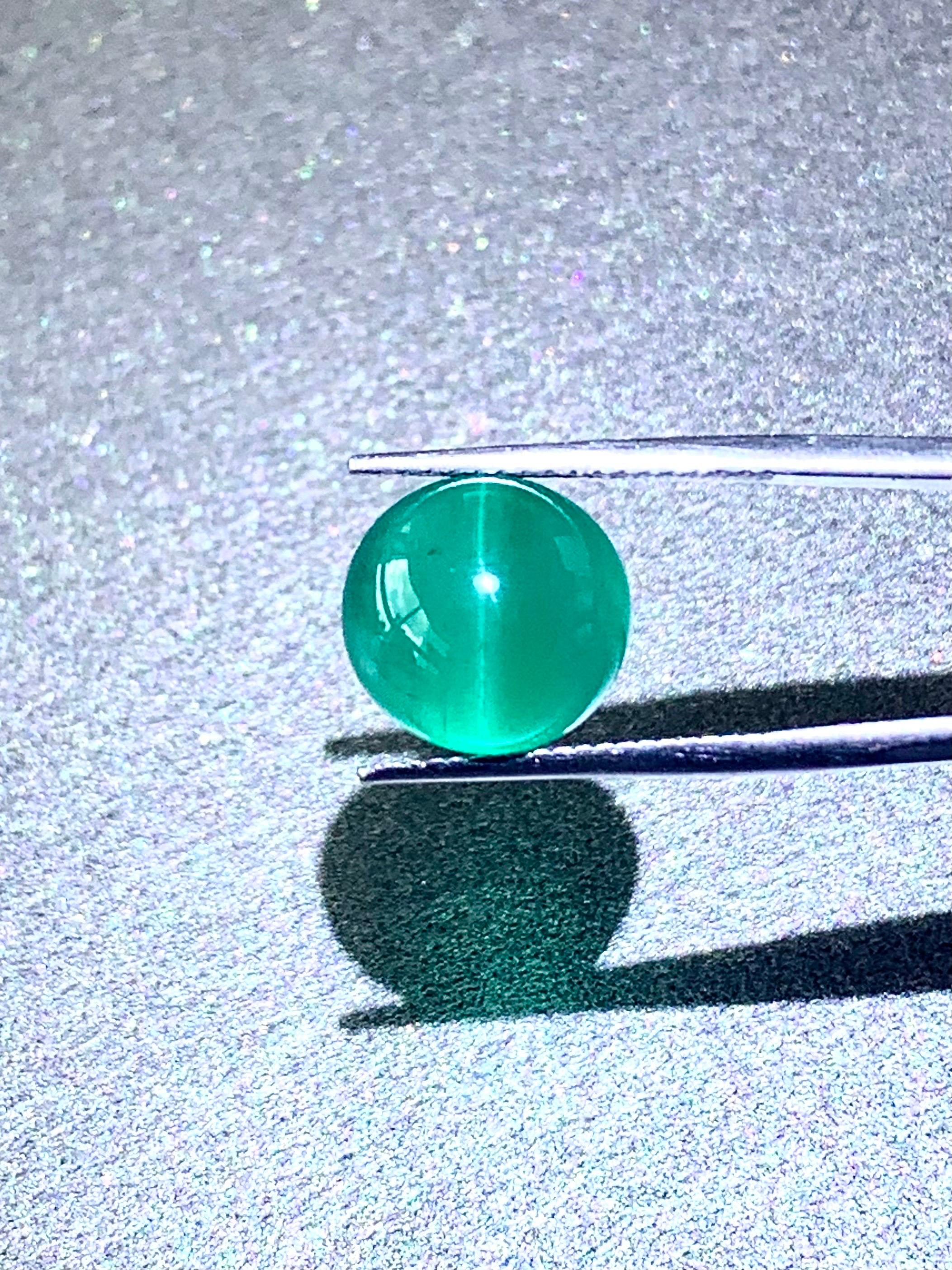 6,24 Karat GIA-Zertifikat Natürlicher Smaragd Cat'Eye Edelstein im Angebot 1