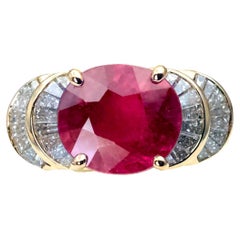 Bague cocktail en or jaune 18 carats et diamants avec tourmaline rubellite naturelle de 6,24 carats