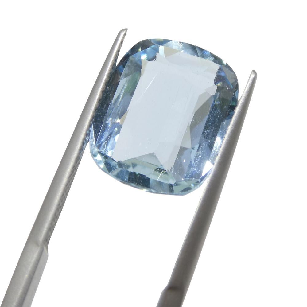 6.24ct Cushion Blue Aquamarine from Brazil For Sale 5