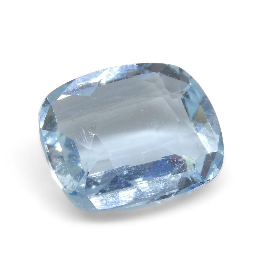 6.24ct Cushion Blue Aquamarine from Brazil In New Condition For Sale In Toronto, Ontario