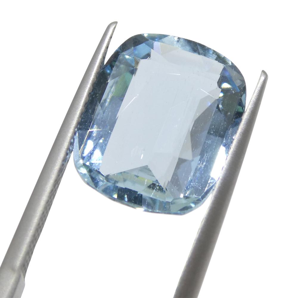 6.24ct Cushion Blue Aquamarine from Brazil For Sale 1