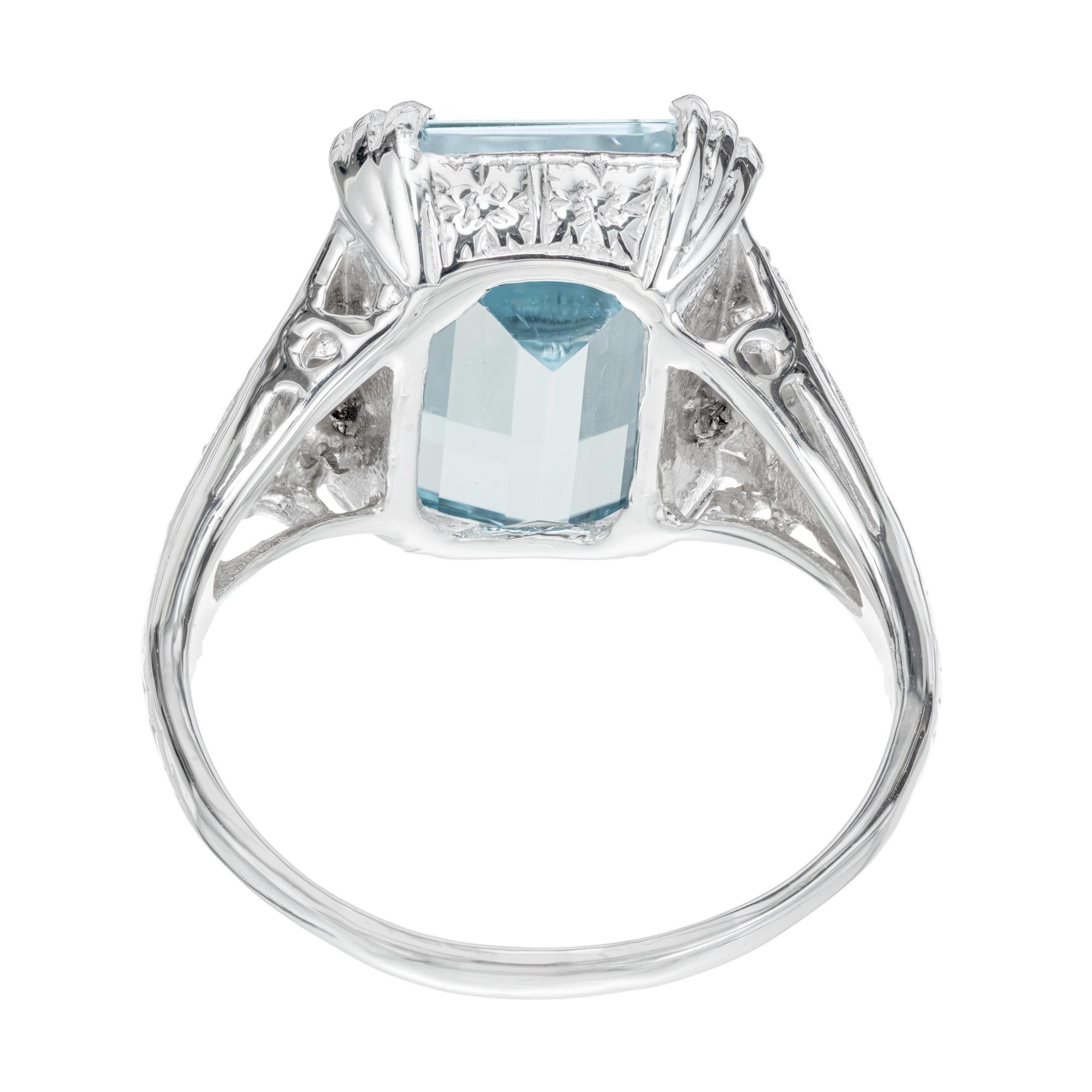 Women's 6.25 Carat Aqua Diamond Platinum Cocktail Ring For Sale