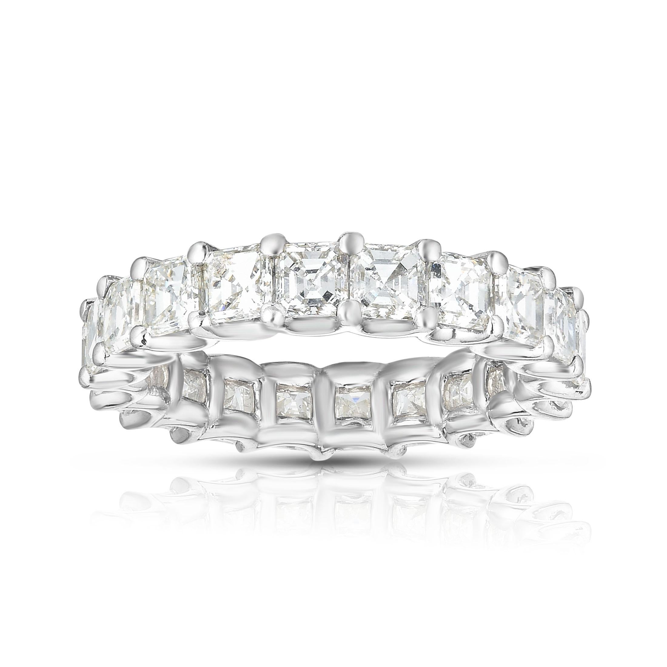 in vendita:  Fascia per l'eternità con diamante taglio Asscher da 6,25 carati in platino, misura 6 2
