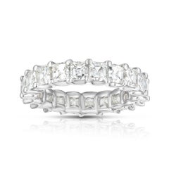 6.25 Carat Asscher Cut Diamond Eternity Band in Platinum, Size 6