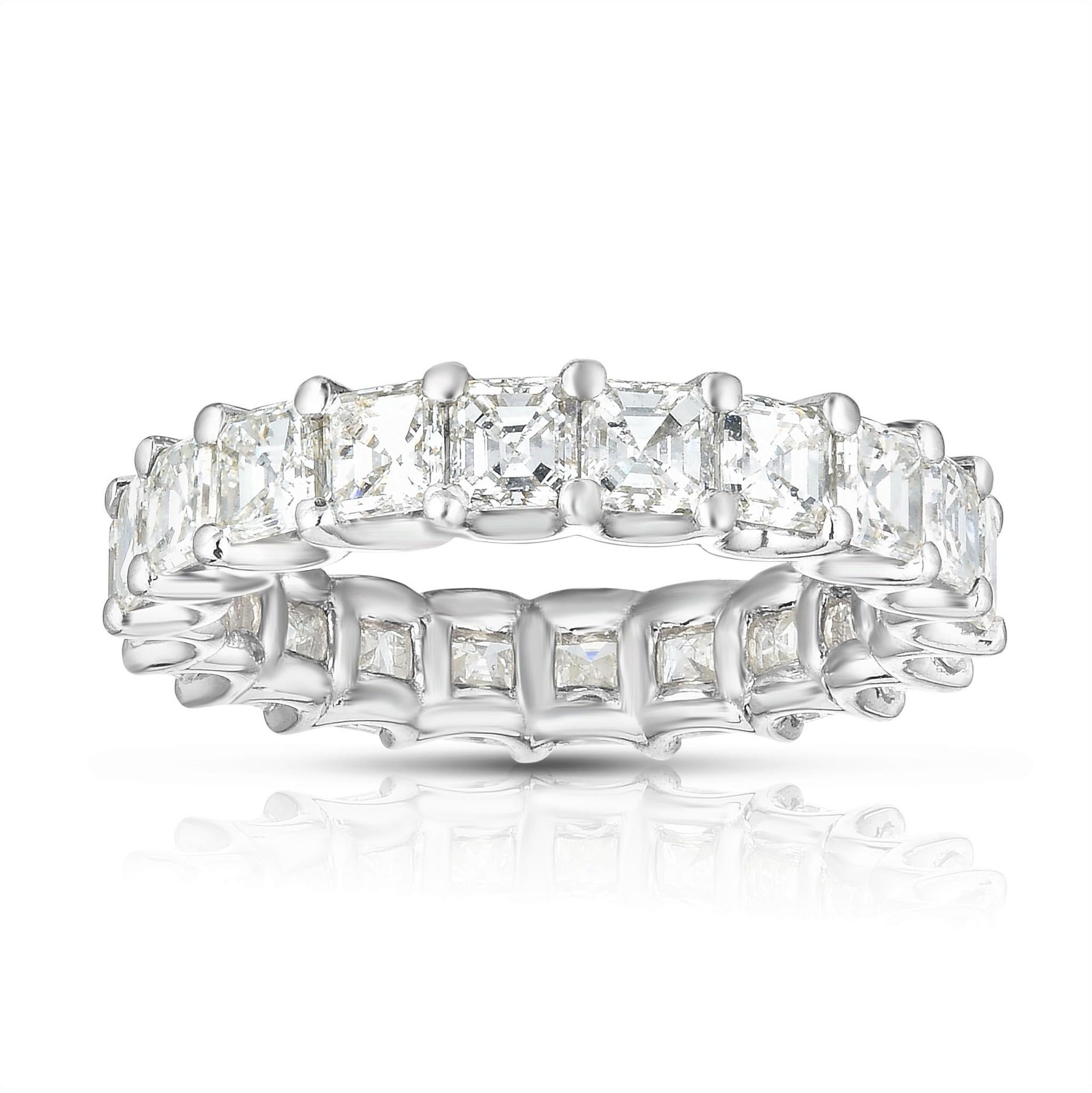 in vendita:  Fascia per l'eternità con diamante taglio Asscher da 6,25 carati in platino, misura 6 3