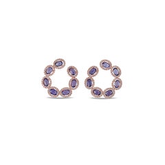 6.25 Carat  Blue Sapphire Earrings in Rose Gold with Diamonds.