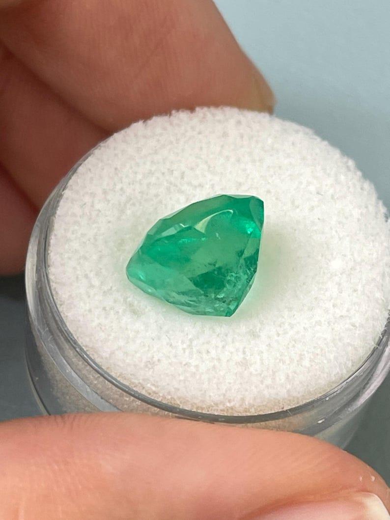 6.25 Carat Bluish Green Colombian Emerald - Muzo Cushion Cut May Birthstone Gem For Sale 2