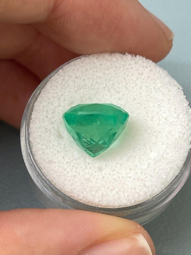 6.25 Carat Bluish Green Colombian Emerald - Muzo Cushion Cut May Birthstone Gem For Sale 1