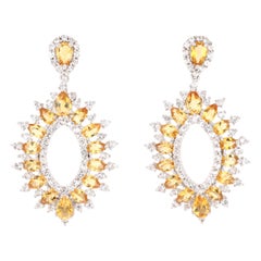 Boucles d'oreilles en argent avec topaze blanche et citrine de 6,25 carats