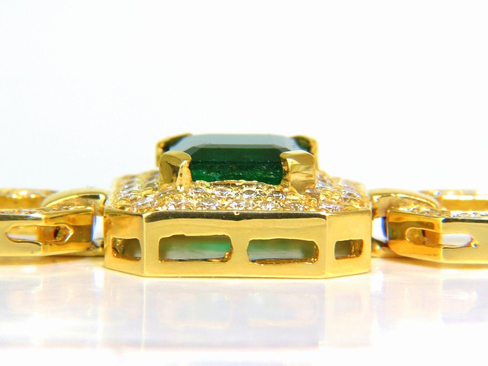 6.25 Carat Natural Emerald Diamond Bracelet 18 Karat Greek Linked Deco 4