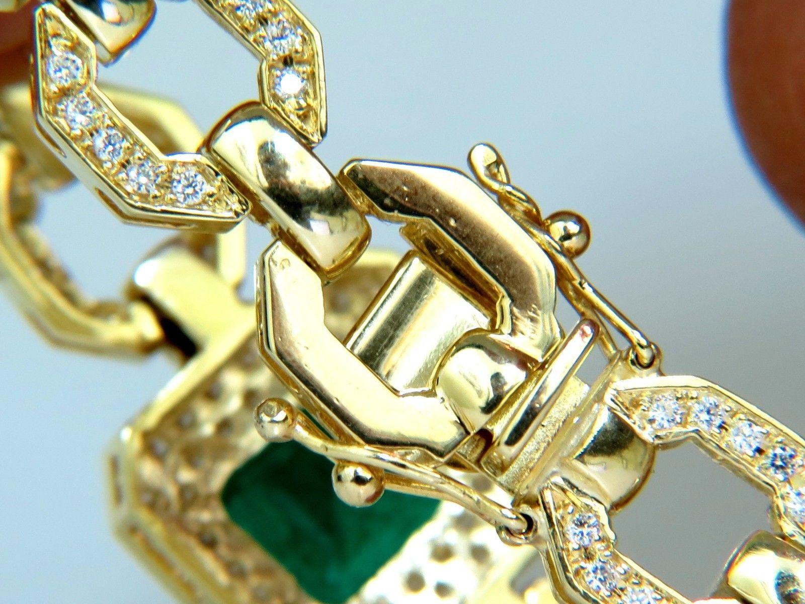 6.25 Carat Natural Emerald Diamond Bracelet 18 Karat Greek Linked Deco 5