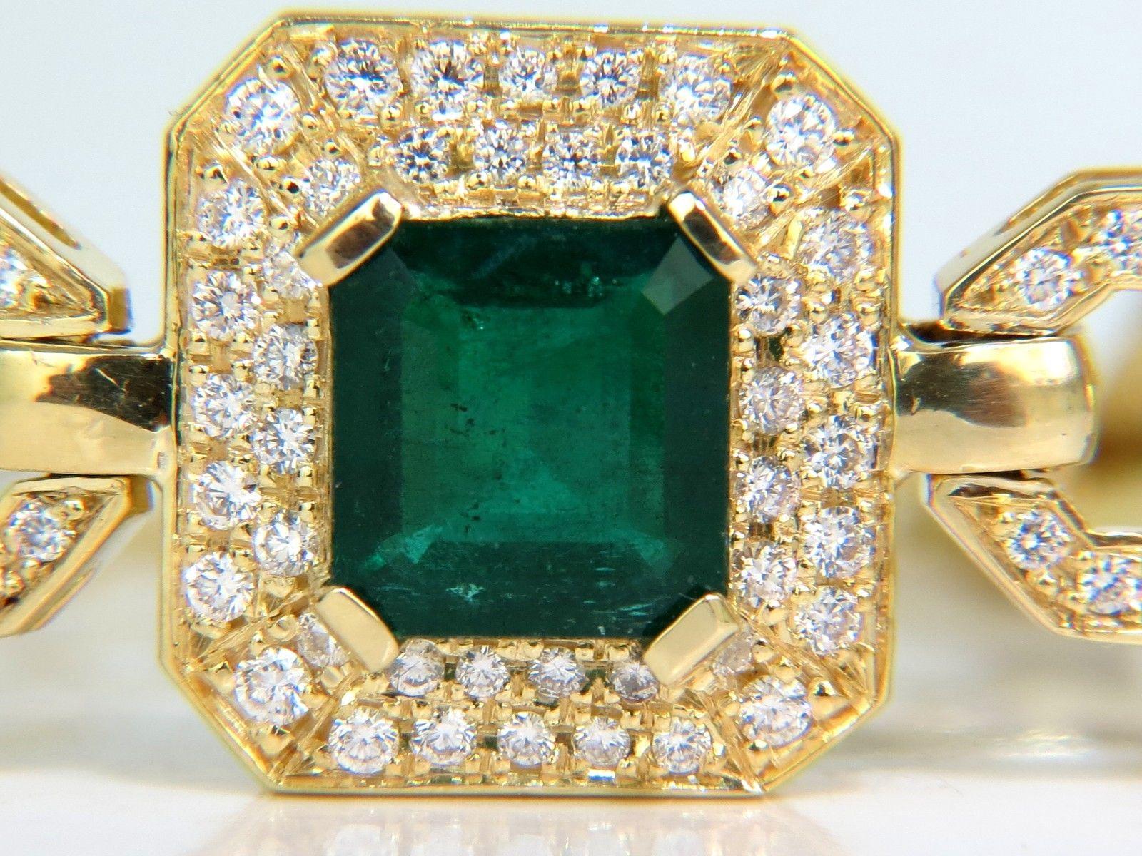 6.25 Carat Natural Emerald Diamond Bracelet 18 Karat Greek Linked Deco 1