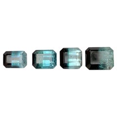 6.25 Carat Natural Loose 4 Piece Bi Color Tourmaline Emerald Cut Afghan Gemstone