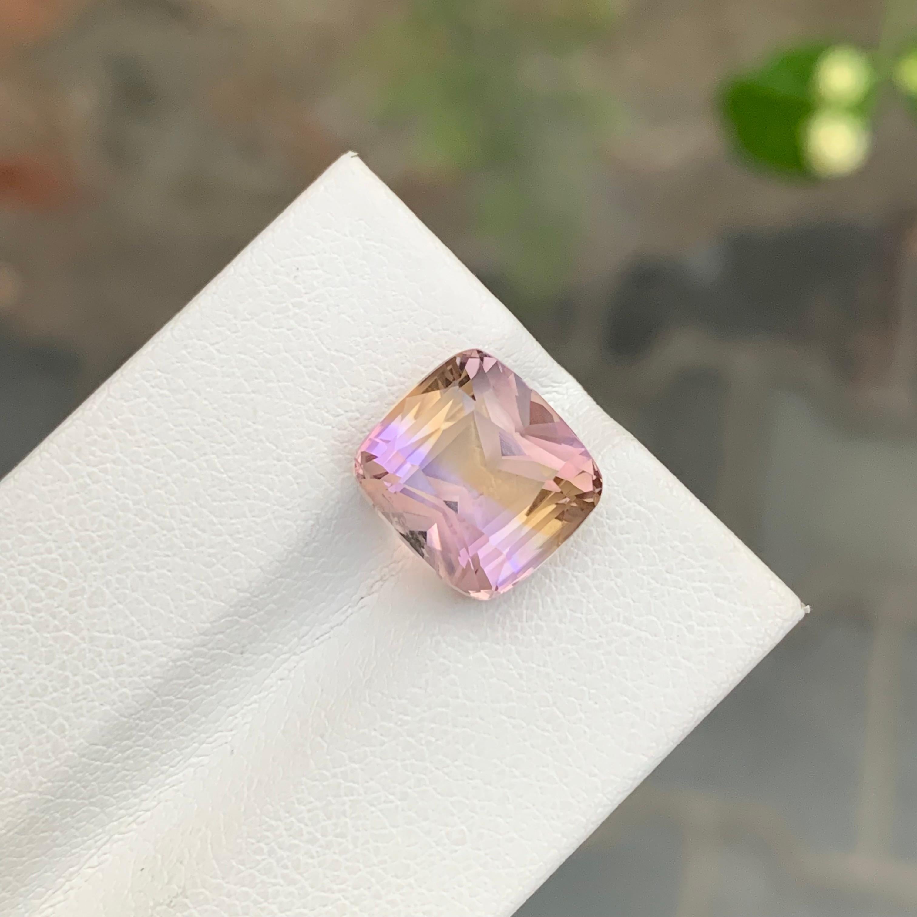 Cushion Cut 6.25 Carat Natural Loose Ametrine Cushion Shape Gemstone For Sale
