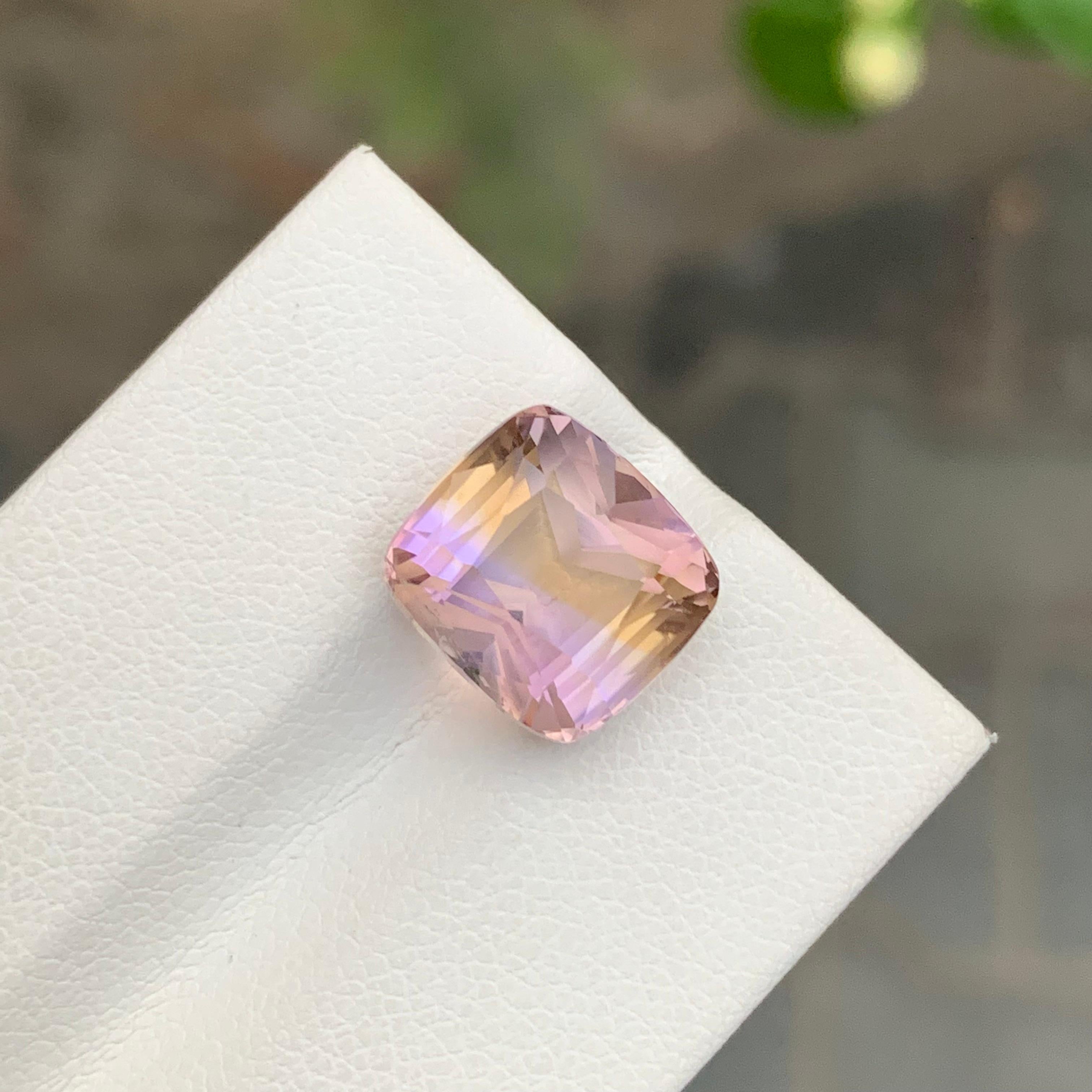 Women's or Men's 6.25 Carat Natural Loose Ametrine Cushion Shape Gemstone For Sale