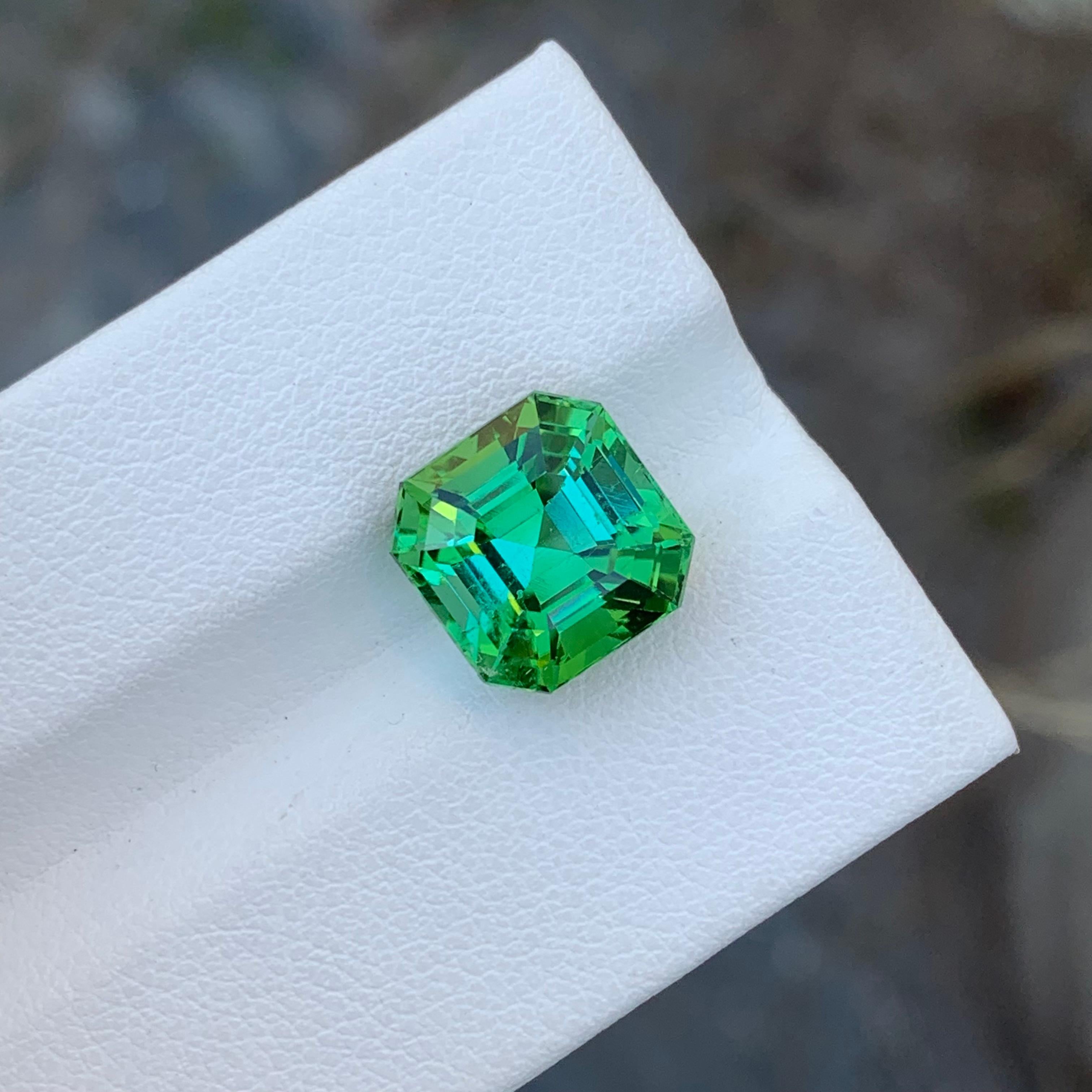 6.25 Carat Natural Loose Blueish Green Tourmaline Asscher Cut Gem In New Condition For Sale In Peshawar, PK