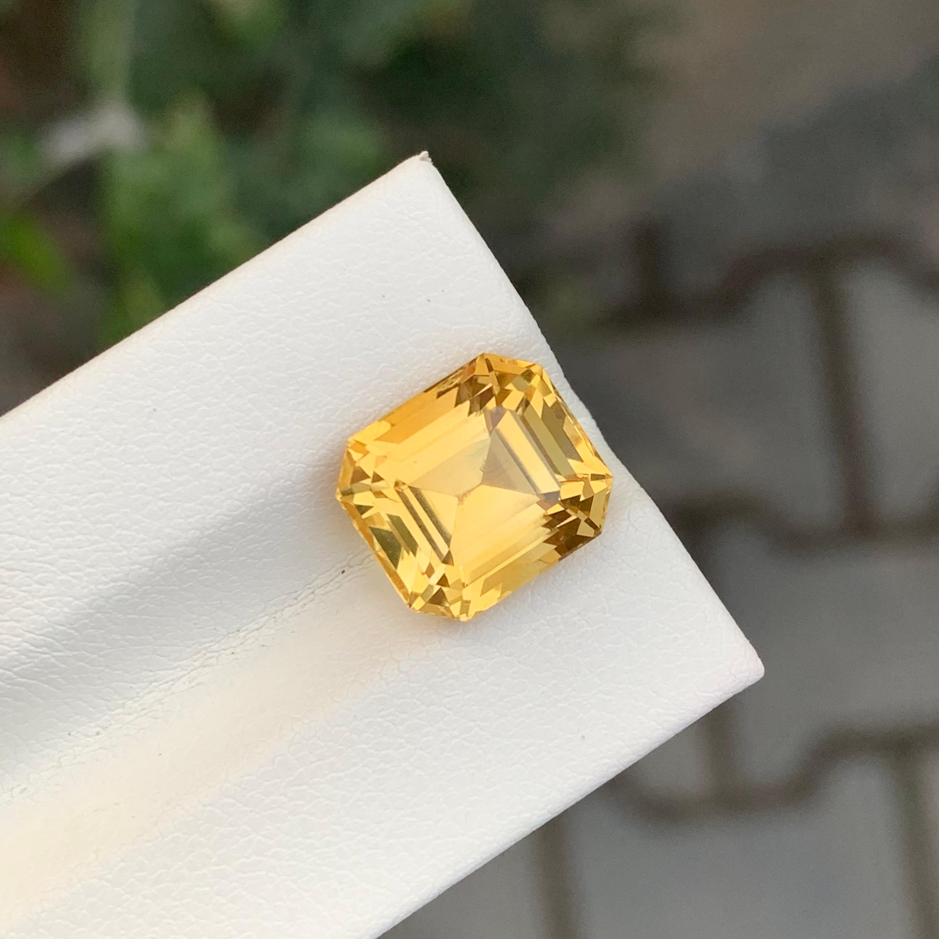 Taglio Asscher 6,25 carati di gemma gialla naturale sciolta di Citrino a forma di asse in vendita