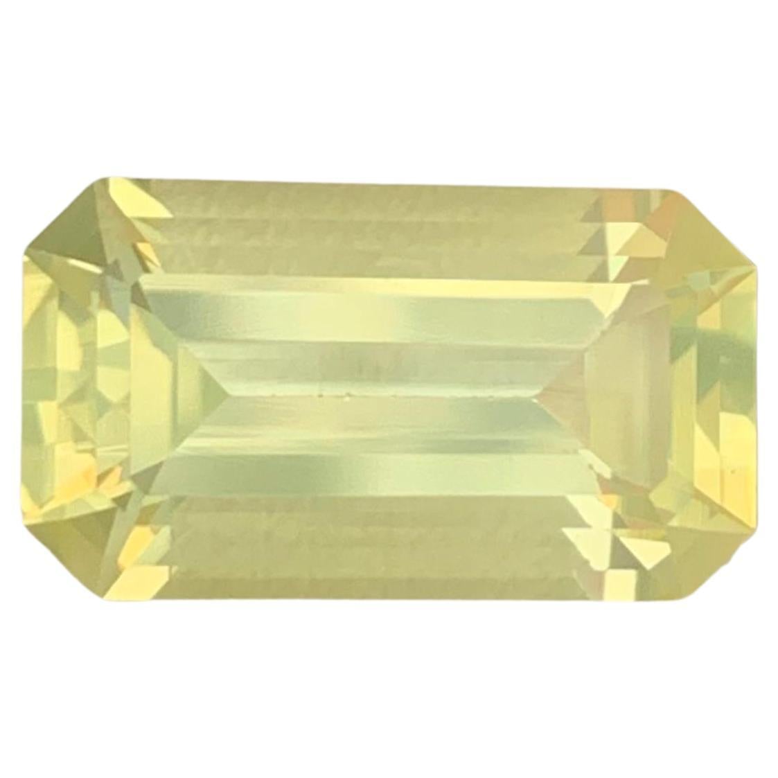6.25 Carat Natural Loose Yellow Lemon Quartz Emerald Cut African Gemstone For Sale