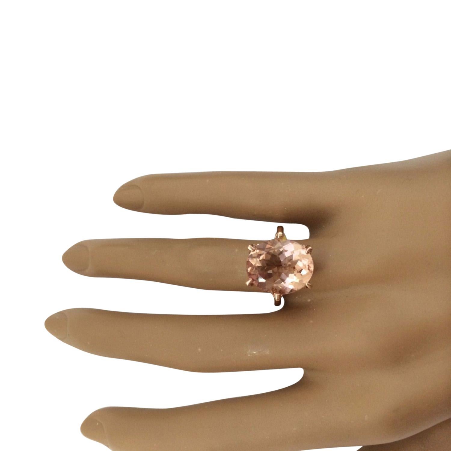 Women's 6.25 Carat Natural Morganite 14 Karat Solid Rose Gold Diamond Ring For Sale