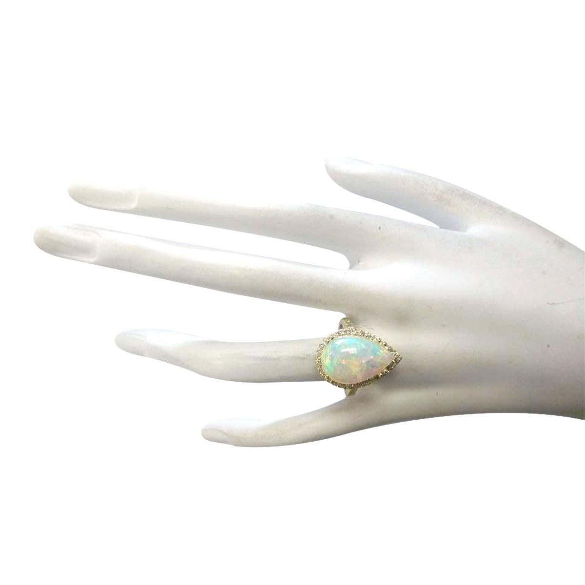 Opal Diamond Ring In 14 Karat Yellow Gold In New Condition For Sale In Los Angeles, CA