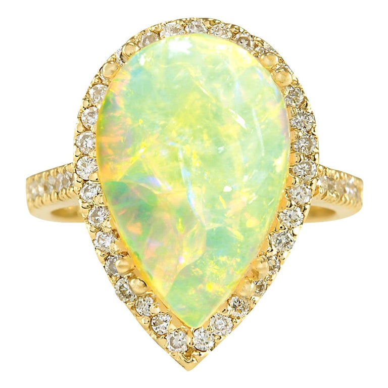 Bague Opale Noire éthiopienne – Or Jaune 14 Carats – Naturelle – Sur Mesure